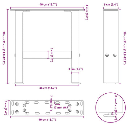 Gambe per Tavolino da Caffè Antracite 2 pz 40x(30-31)cm Acciaio - homemem39