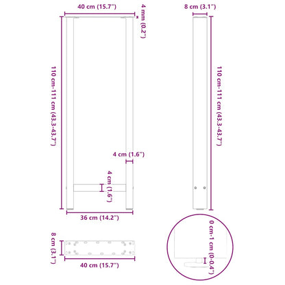 Gambe per Tavolino Acciaio Naturale 2 pz 40x(110-111)cm Acciaio - homemem39