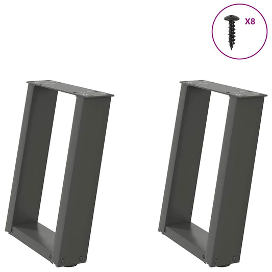 Gambe Tavolino Caffè a U 2 pz Antracite 28x(42-43) cm Acciaio - homemem39