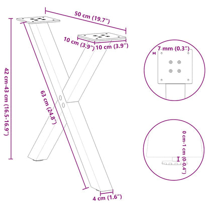 Gambe Tavolino Caffè a X 2 pz Bianco 50x(42-43) cm Acciaio - homemem39