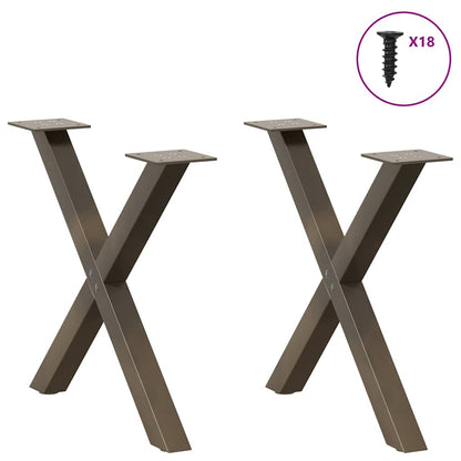 Gambe Tavolino Caffè a X 2 pz Naturale 50x(42-43) cm Acciaio - homemem39
