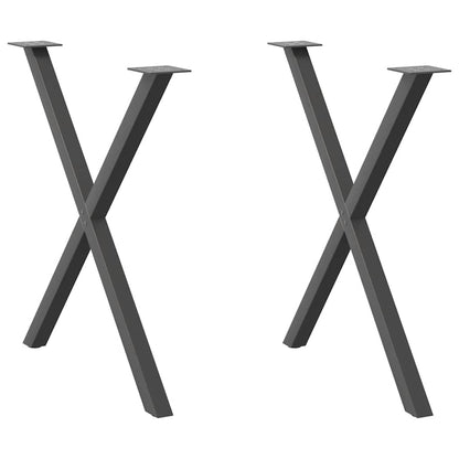 Gambe Tavolo Pranzo a X 2 pz Antracite 80x(72-73) cm Acciaio - homemem39