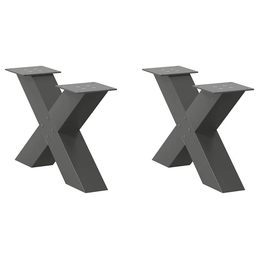 Gambe Tavolino Caffè a X 2 pz Antracite 60x(30-31)cm in Acciaio - homemem39