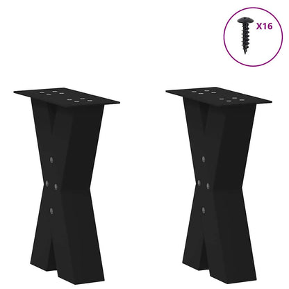Gambe Tavolino Caffè a X 2 pz Nero 38x(42-43)cm Acciaio - homemem39