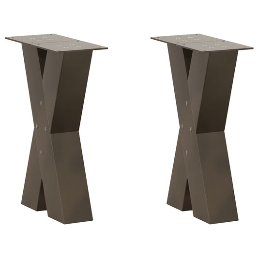 Gambe Tavolino Caffè a X 2 pz Naturale 38x(42-43) cm Acciaio - homemem39