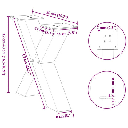 Gambe Tavolino da Caffè a X 2 pz Nero 50x(42-43) cm in Acciaio - homemem39
