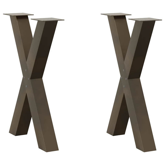 Gambe Tavolo Pranzo a X 2 pz Naturale 50x(72-73) cm Acciaio - homemem39