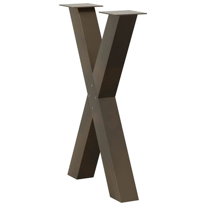 Gambe Tavolo Pranzo a X 2 pz Naturale 50x(72-73) cm Acciaio - homemem39