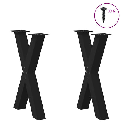 Gambe Tavolo Pranzo a Forma X 2 pz Nero 60x(72-73) cm Acciaio - homemem39