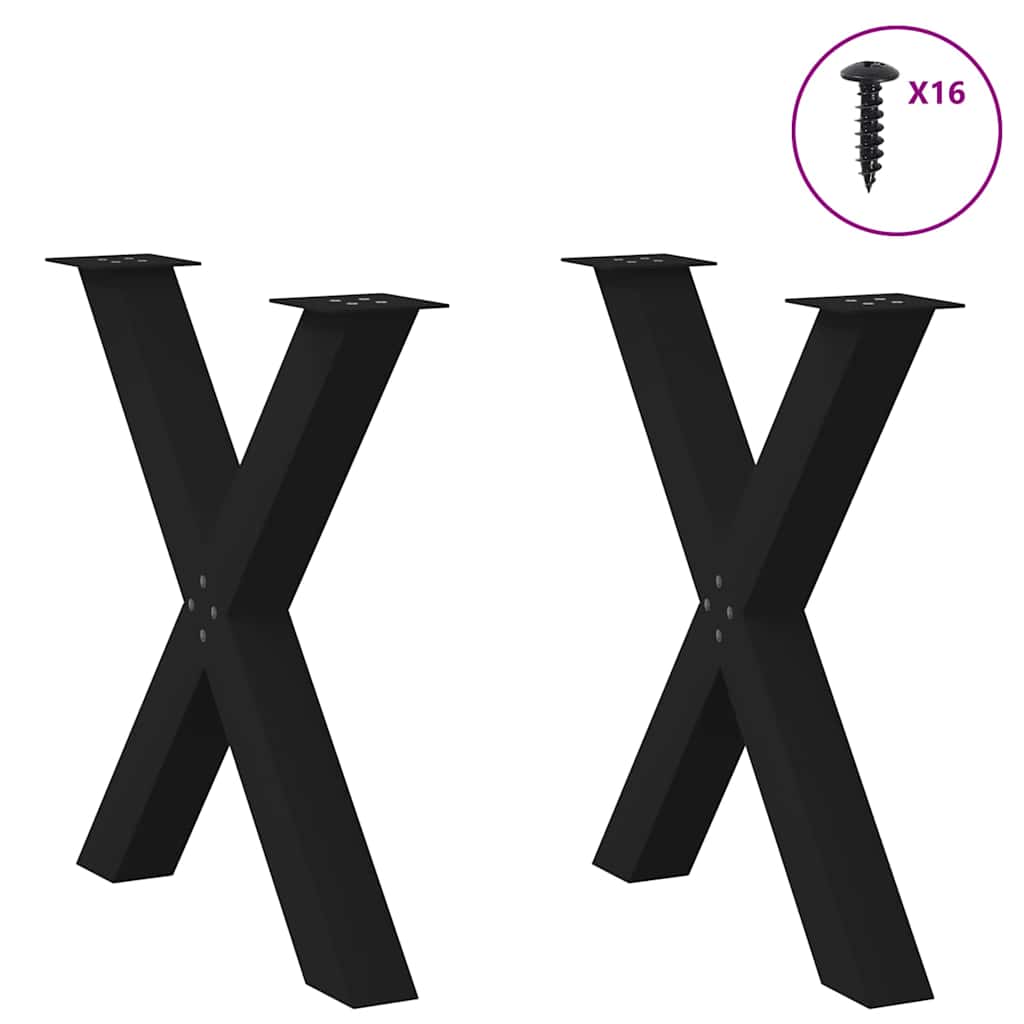 Gambe Tavolo Pranzo a Forma X 2 pz Nero 70x(72-73) cm Acciaio - homemem39