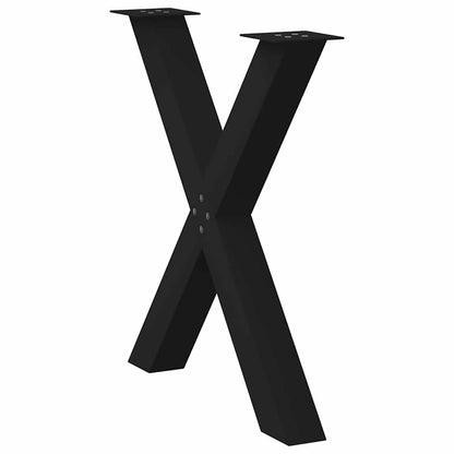 Gambe Tavolo Pranzo a Forma X 2 pz Nero 70x(72-73) cm Acciaio - homemem39