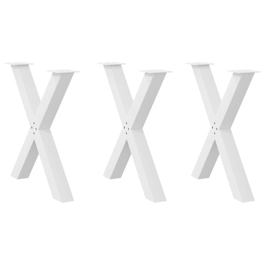 Gambe Tavolo Pranzo a X 3 pz Bianco 80x(72-73) cm Acciaio - homemem39