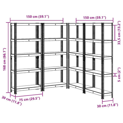 Mensole Portaoggetti 5 Strati 4pz Antracite in Acciaio e Legno