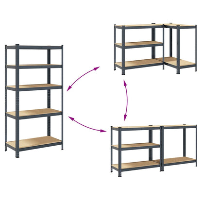 Scaffali Resistenti 5 Ripiani 2pz Antracite Acciaio&Multistrato