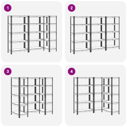 Scaffali Resistenti 5 Ripiani 3pz Antracite Acciaio&Multistrato