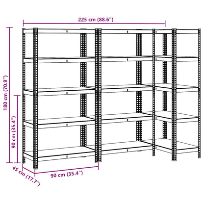 Scaffali Resistenti 5 Ripiani 3pz Antracite Acciaio&Multistrato