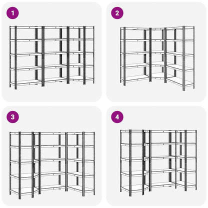 Scaffali 5 Ripiani 3 pz Antracite Acciaio e Legno Multistrato