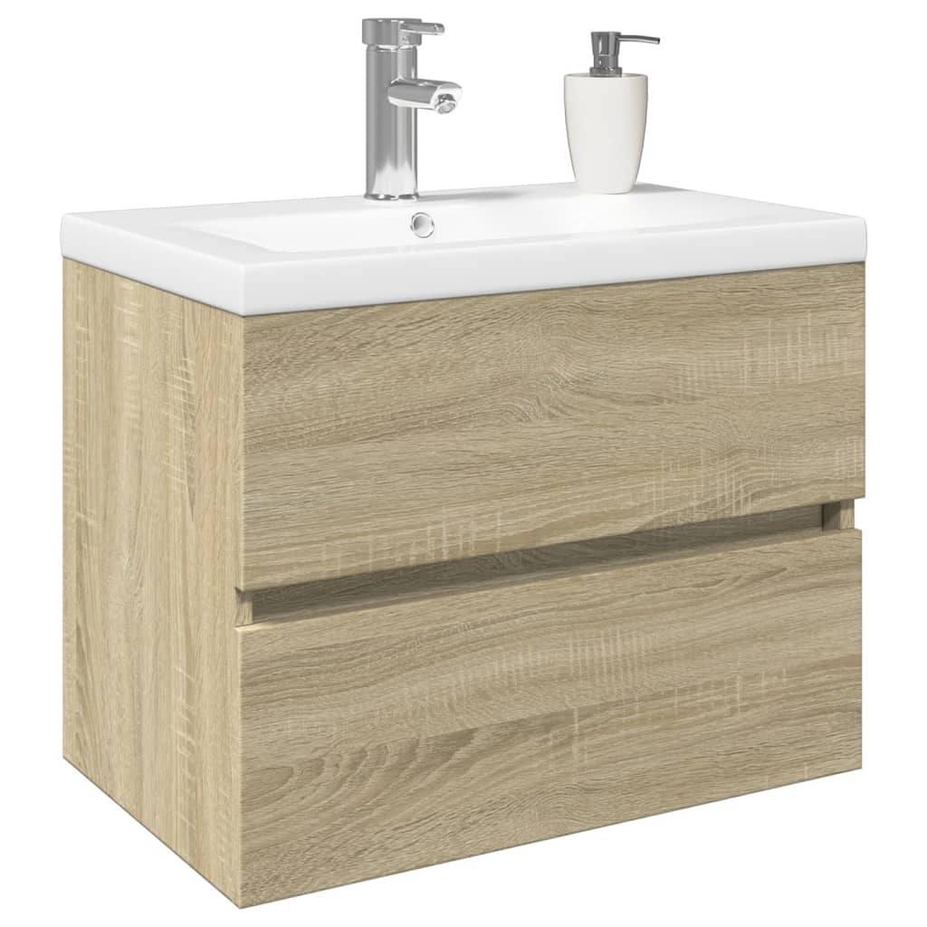 Set Mobili da Bagno 2 pz in Ceramica e Legno Multistrato