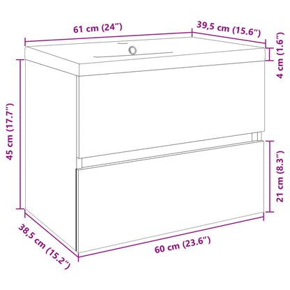 Set Mobili da Bagno 2 pz in Ceramica e Legno Multistrato