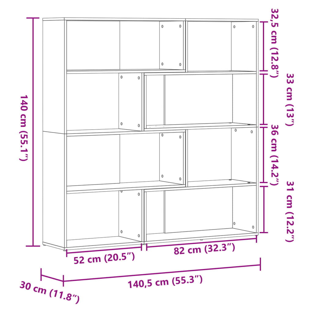 Libreria Angolare 4Ripiani Bianca 85x85x140cm Legno Multistrato