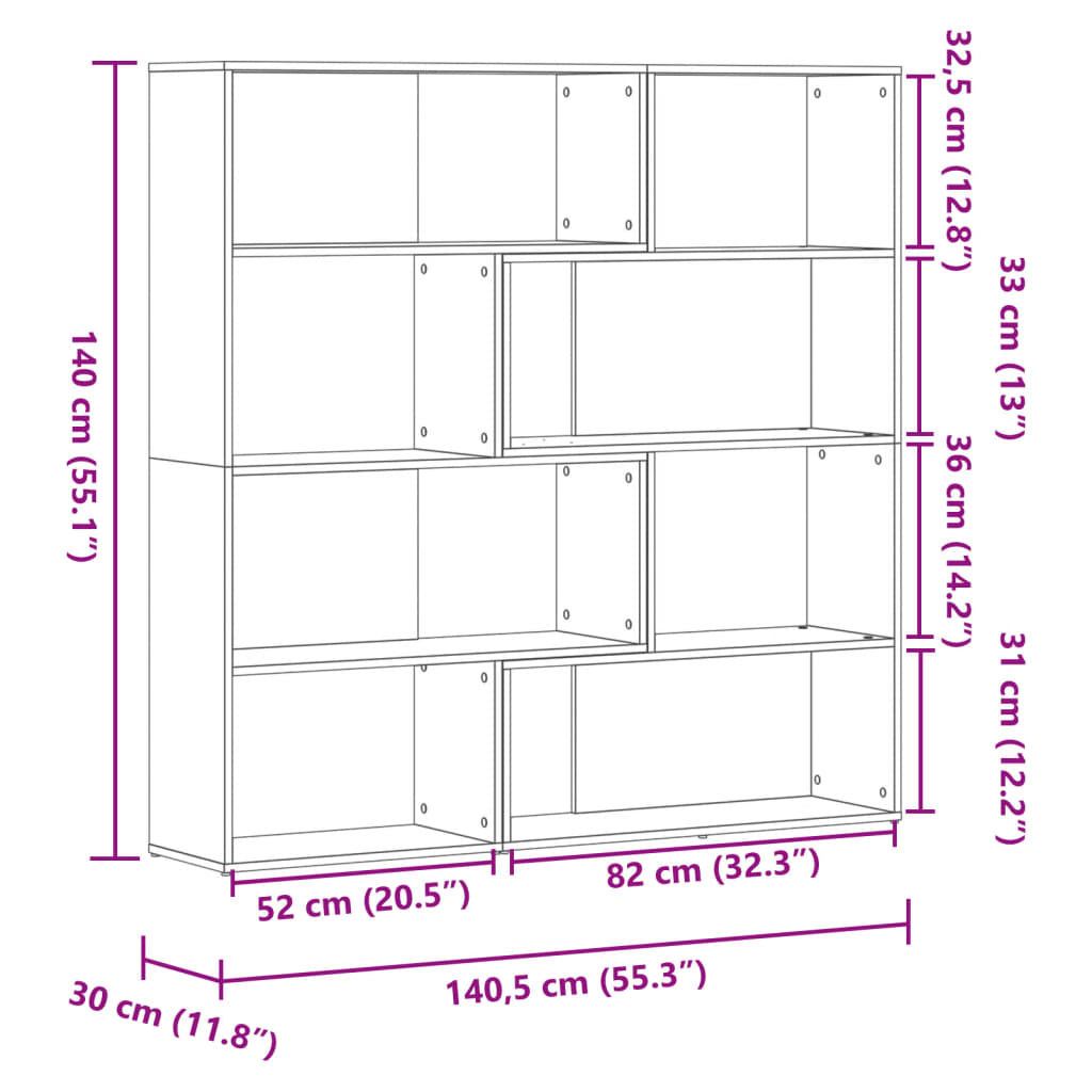 Libreria Angolare 4Ripiani Rovere Sonoma 85x85x140cm Truciolato