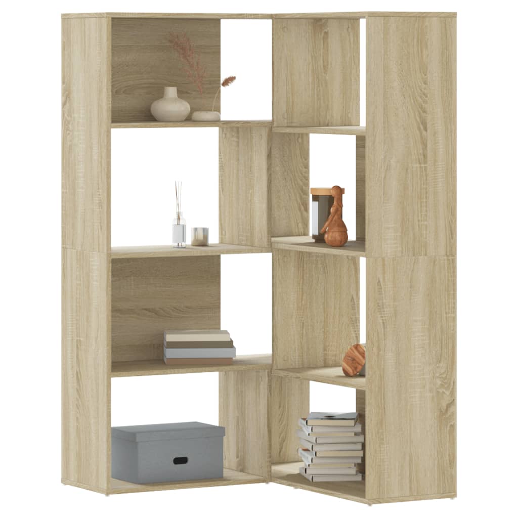 Libreria Angolare 4Ripiani Rovere Sonoma 85x85x140cm Truciolato