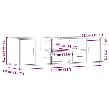 Mobile Angolare Legno Antico 160x40x45 cm in Truciolato