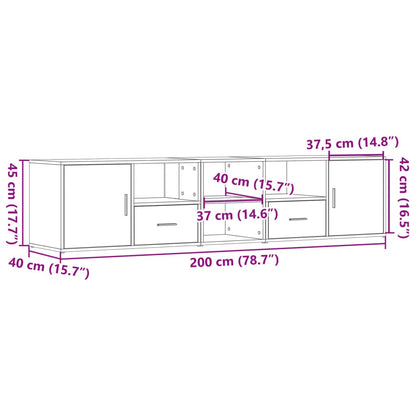 Mobile Angolare Nero 200x40x45 cm in Truciolato