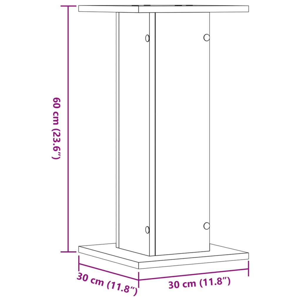 Supporti per Piante 2 pz Rovere Fumo 30x30x60 cm in Truciolato