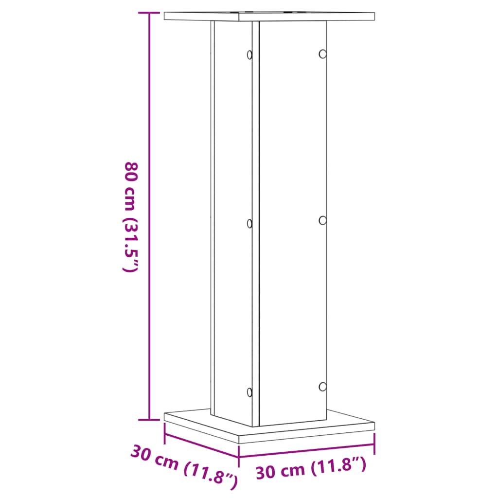 Supporti per Piante 2 pz Grigio Cemento 30x30x80 cm Truciolato