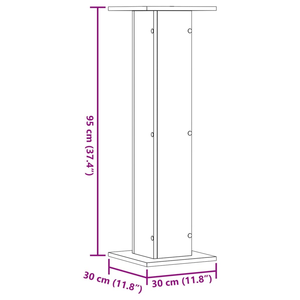 Supporti per Piante 2 pz Neri 30x30x95 cm Legno Multistrato