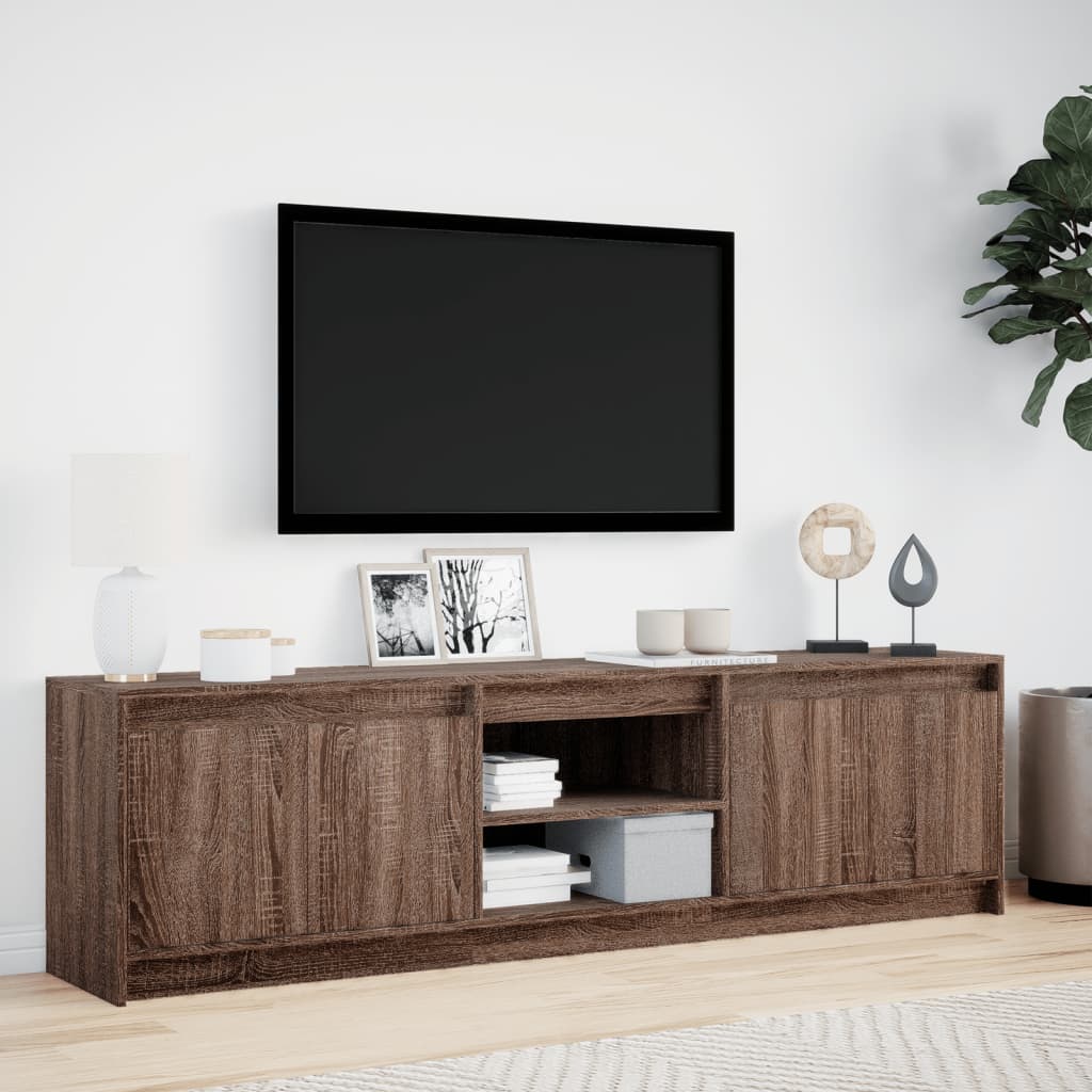 Mobile Porta TV con LED Rovere Marrone 180x34x50cm Truciolato - homemem39