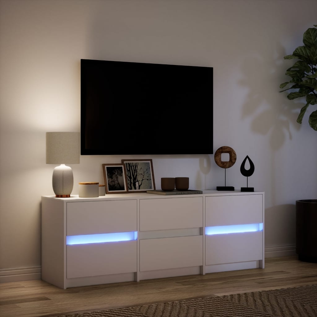 Mobile Porta TV con LED Bianco 140x34x50cm in Truciolato - homemem39