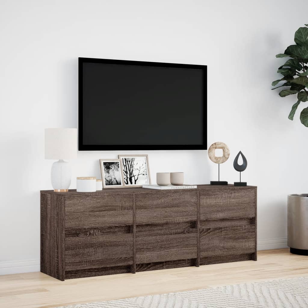 Mobile Porta TV con LED Rovere Marrone 140x34x50cm Truciolato - homemem39