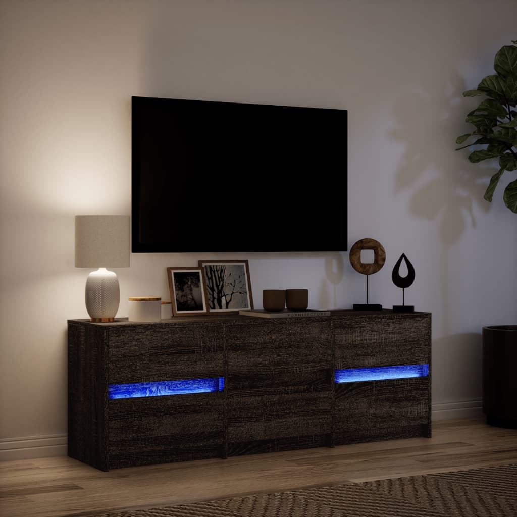 Mobile Porta TV con LED Rovere Marrone 140x34x50cm Truciolato - homemem39