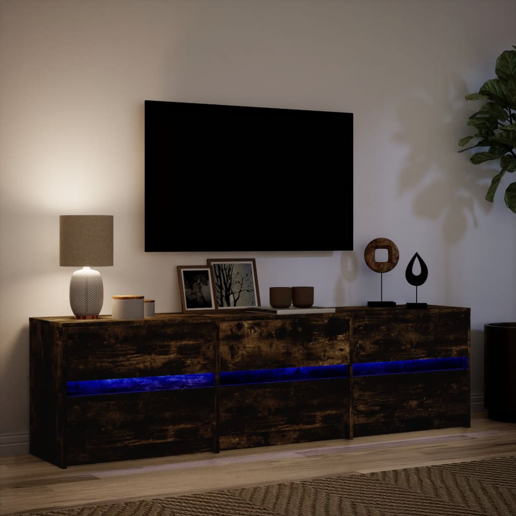 Mobile Porta TV con LED Rovere Fumo 180x34x50cm in Truciolato - homemem39