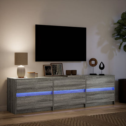 Mobile Porta TV con LED Grigio Sonoma 180x34x50cm in Truciolato