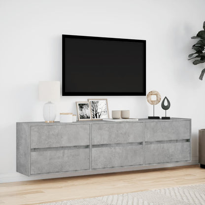 Mobile TV a Parete con LED Grigio Cemento 180x31x45 cm - homemem39