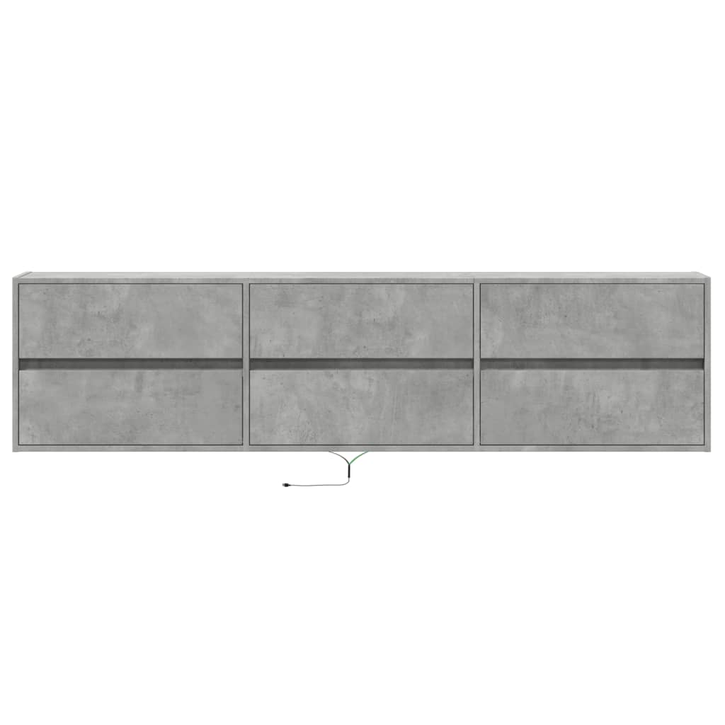 Mobile TV a Parete con LED Grigio Cemento 180x31x45 cm