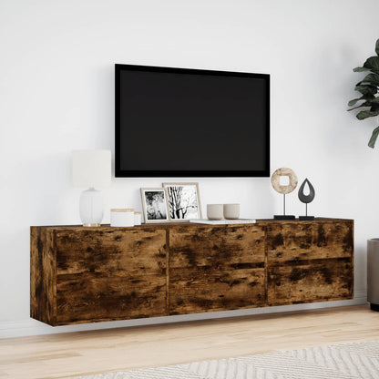 Mobile TV a Parete con LED Rovere Fumo 180x31x45 cm