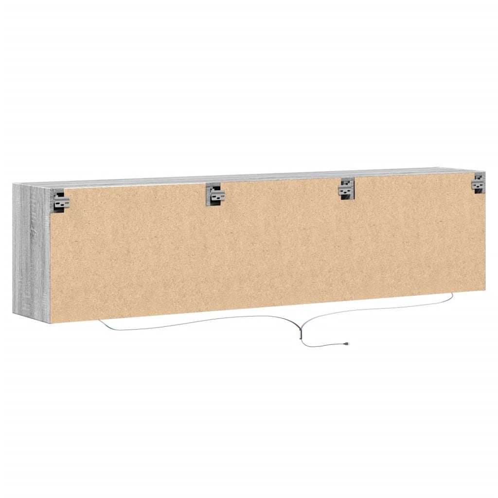 Mobile TV a Parete con LED Grigio Sonoma 180x31x45 cm - homemem39