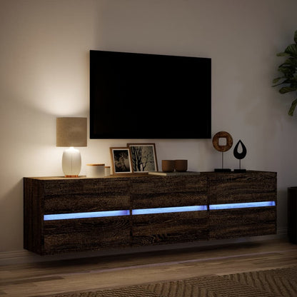 Mobile TV a Parete con LED Rovere Marrone 180x31x45 cm