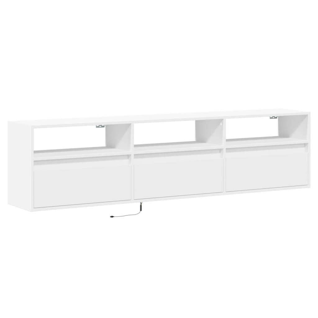 Mobile TV a Parete con LED Bianco 180x31x45 cm - homemem39