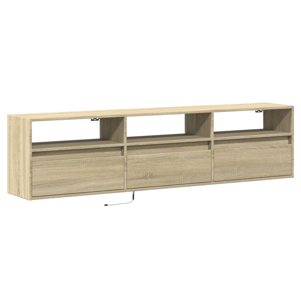 Mobile TV a Parete con LED Rovere Sonoma 180x31x45 cm - homemem39