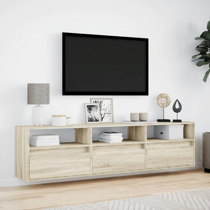 Mobile TV a Parete con LED Rovere Sonoma 180x31x45 cm