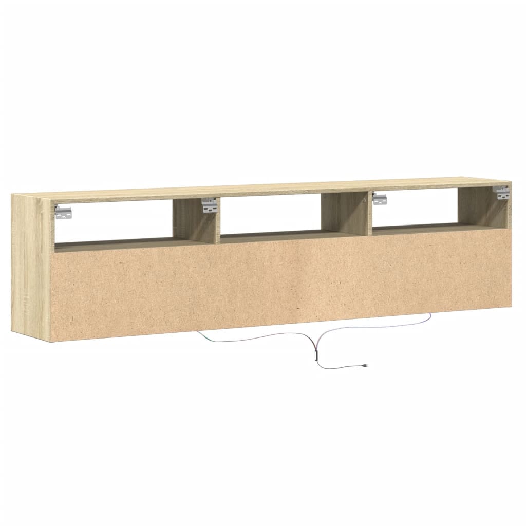 Mobile TV a Parete con LED Rovere Sonoma 180x31x45 cm - homemem39