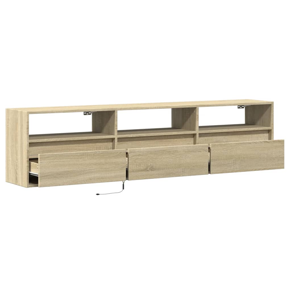 Mobile TV a Parete con LED Rovere Sonoma 180x31x45 cm - homemem39