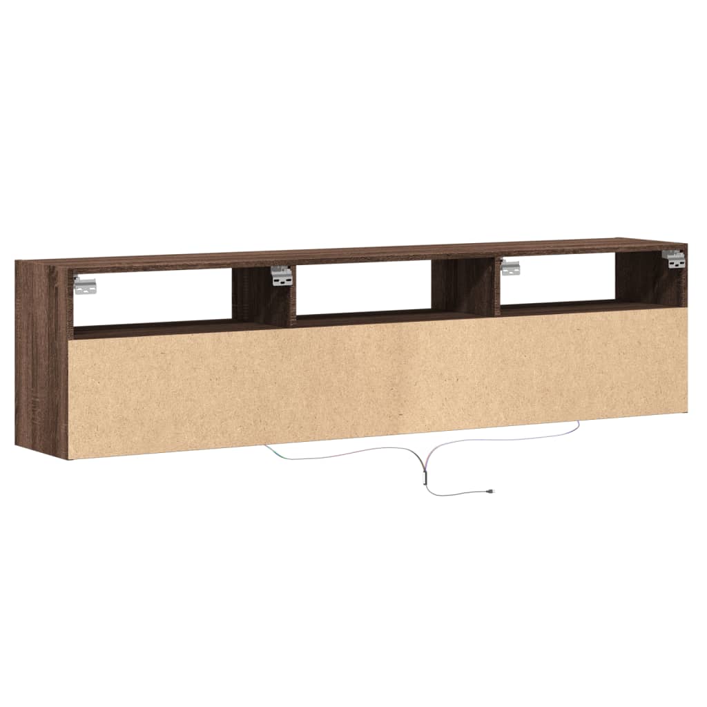 Mobile TV a Parete con LED Rovere Marrone 180x31x45 cm - homemem39