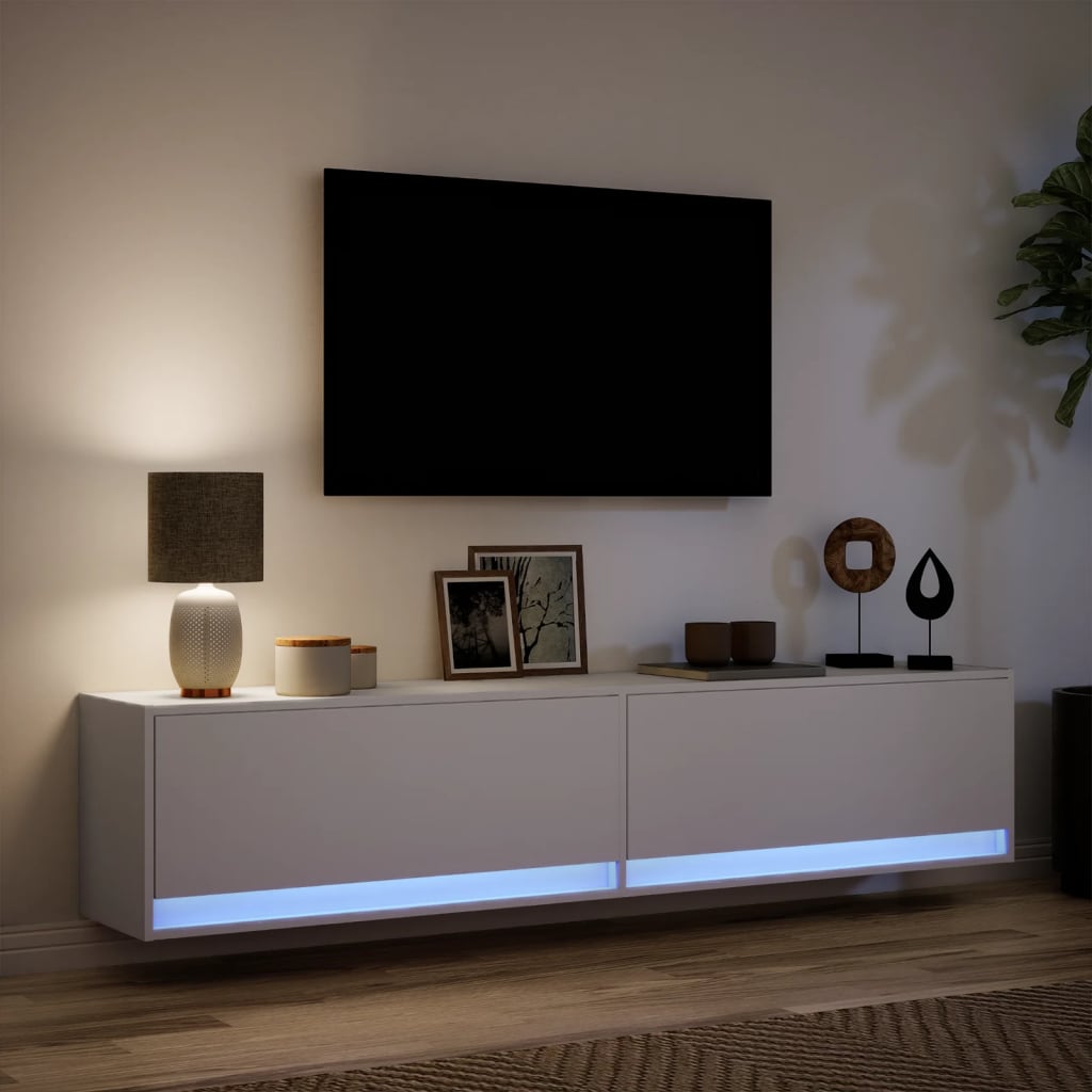 Mobile TV a Parete con LED Bianco 180x31x38 cm