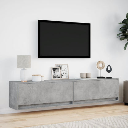 Mobile TV a Parete con LED Grigio Cemento 180x31x38 cm - homemem39